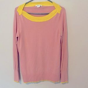 Boden Louisa Sweater Size Medium Pink and Yellow Color blocked boatneck sweater